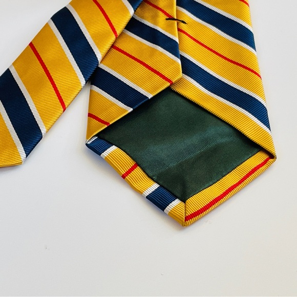 J. Crew Yellow Striped Necktie 100% Silk, made in the USA - Picture 5 of 7